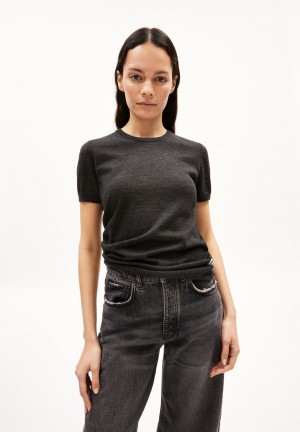 ARMEDANGELS GUILIAA MERINO Knit Shirt Slim Fit made of Merino-Wool Steel Melange | 6039ULTDI