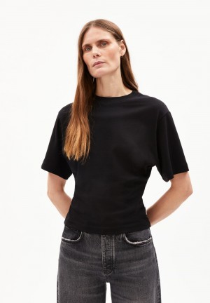 ARMEDANGELS HERSILIAA Heavyweight T-Shirt Slim Fit made of Organic Cotton Mix Schwarz | 9380MOFYV