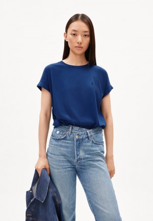 ARMEDANGELS IDAARA T-Shirt Loose Fit made of Organic Cotton Indigo | 6921JFGPT