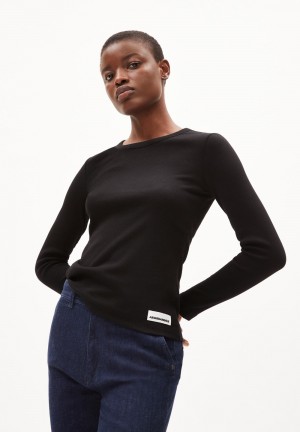 ARMEDANGELS JAALIA Rib-Longsleeve Regular Fit made of Organic Cotton Mix Schwarz | 1497DPMKF