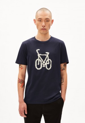 ARMEDANGELS JAAMES FUN BIKE T-Shirt Regular Fit made of Organic Cotton Night Sky | 3418TPRUI