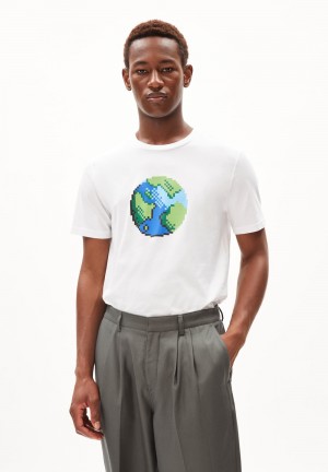 ARMEDANGELS JAAMES PLAANET T-Shirt Regular Fit made of Organic Cotton Weiß | 3825LYZPA