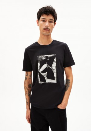 ARMEDANGELS JAAMES ROCKS T-Shirt Regular Fit made of Organic Cotton Schwarz | 9537ARYBQ
