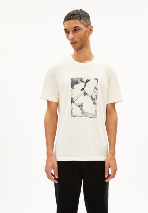 ARMEDANGELS JAAMES ROCKS T-Shirt Regular Fit made of Organic Cotton Oatmilk | 6384WXRUS