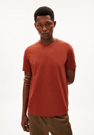ARMEDANGELS JAAMES STRUCTURE Heavyweight T-Shirt Regular Fit made of Organic Cotton Dunkel | 0945AQFGH