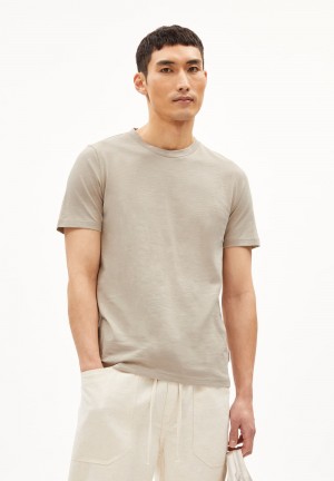ARMEDANGELS JAAMES STRUCTURE Heavyweight T-Shirt Regular Fit made of Organic Cotton Sand Stone | 6972XMWDS