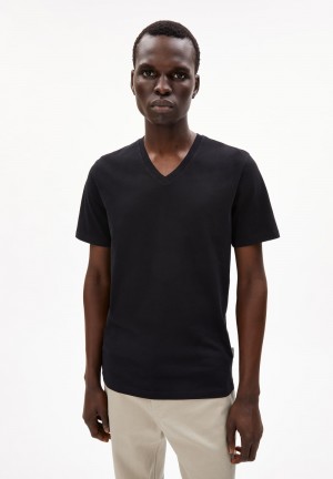 ARMEDANGELS JAAMES V-NECK T-Shirt Regular Fit made of Organic Cotton Schwarz | 3075TMACZ