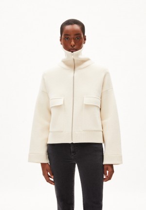 ARMEDANGELS JOANIAAS Knit Jacket Oversized Fit made of Organic Wool Mix Oatmilk-oatmilk | 2174CDFJU