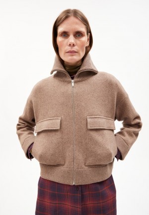 ARMEDANGELS JOANIAAS Knit Jacket Oversized Fit made of Organic Wool Mix Cinnamon Dust Melange | 7186UFKGR