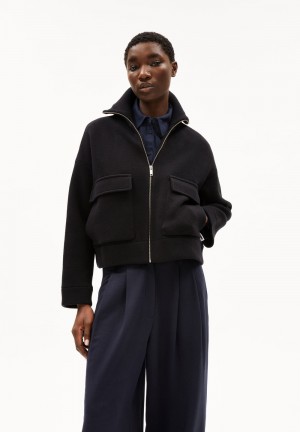 ARMEDANGELS JOANIAAS Knit Jacket Oversized Fit made of Organic Wool Mix Schwarz | 0519ZAXKD