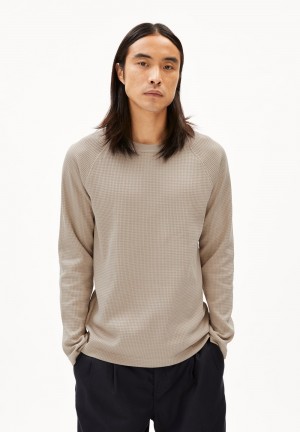 ARMEDANGELS JOSUAA WAFFLE T-Shirt Relaxed Fit made of Organic Cotton Sand Stone | 2839PZCWU