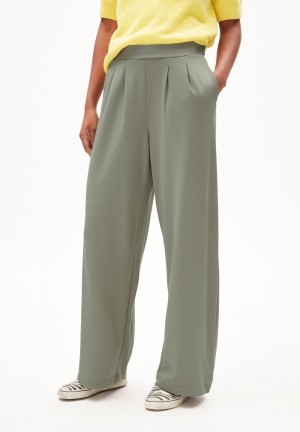 ARMEDANGELS JUANAA PUNTO Jersey Pants made of LENZING™ ECOVERO™ Viscose Mix Grau Grün | 6749WBVOM