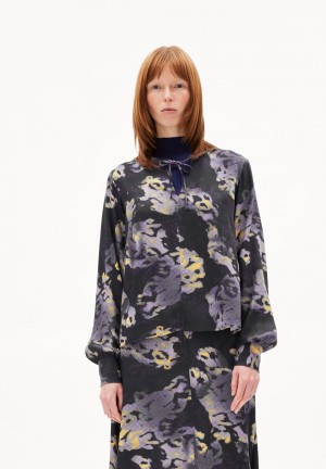 ARMEDANGELS KALUAA DIGILAAND Blouse Regular Fit made of LENZING™ ECOVERO™ Viscose Schwarz | 8724UTFPY