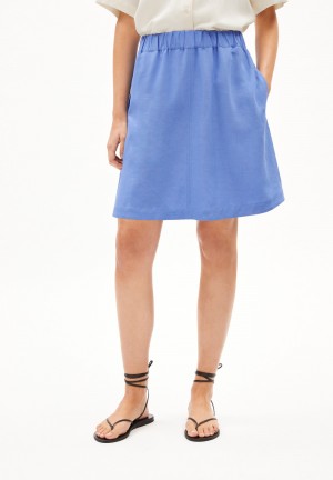 ARMEDANGELS KESIAA LINO Woven Skirt Relaxed Fit made of Linen-Mix Blau | 2094SGIDH