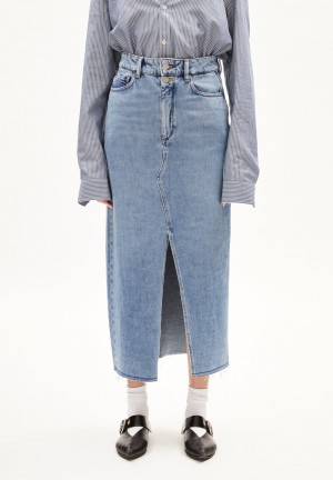 ARMEDANGELS KITAARI DEMI Denim Skirt Slim Fit made of Organic Cotton Mix Indigo | 2619GQCDE