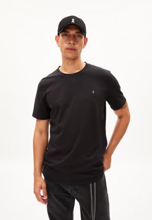 ARMEDANGELS LAARON Heavyweight T-Shirt Relaxed Fit made of Organic Cotton Schwarz | 1407HYVIU