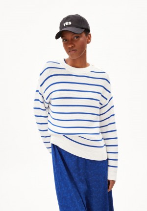 ARMEDANGELS LAVINAAS STRIPED Sweater Loose Fit made of Organic Cotton Blau | 7586LWSAN
