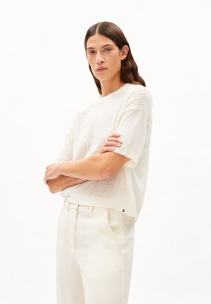 ARMEDANGELS LILLAAS LINO Knit Shirt Relaxed Fit made of Linen-Mix Weiß | 5324ISFHZ