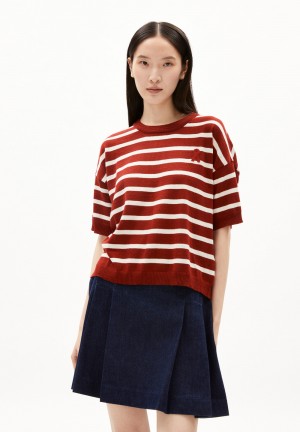 ARMEDANGELS LILLAAS STRIPES Knit Shirt Relaxed Fit made of Linen-Mix Dunkelweiß | 3792DBATO