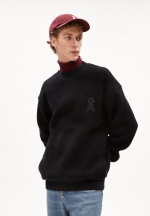 ARMEDANGELS LOMAAR FELPA Fleece Sweater Relaxed Fit made of Organic Cotton Schwarz | 3048THKVU