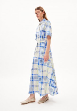 ARMEDANGELS LORETAANA COLLEGE CHECK Woven Dress Regular Fit made of Organic Cottons Oatmilk | 5481XSHFV