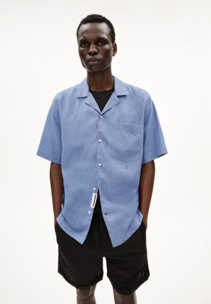 ARMEDANGELS LOVAAR LINO Shirt Relaxed Fit made of Linen-Mix Blau | 1425JGBQP