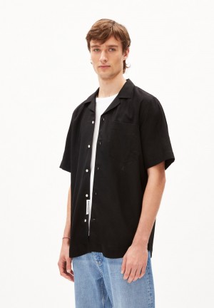 ARMEDANGELS LOVAAR LINO Shirt Relaxed Fit made of Linen-Mix Schwarz | 5982JTAHD