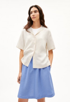 ARMEDANGELS MAAITE LINO Blouse Relaxed Fit made of Linen-Mix Oatmilk | 9031NZBHY