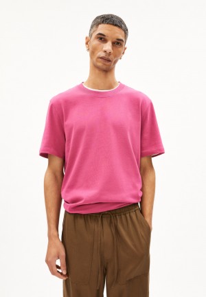 ARMEDANGELS MAARKOS Heavyweight T-Shirt Relaxed Fit made of Organic Cotton Mix Crushed Berry | 8197OJKVW