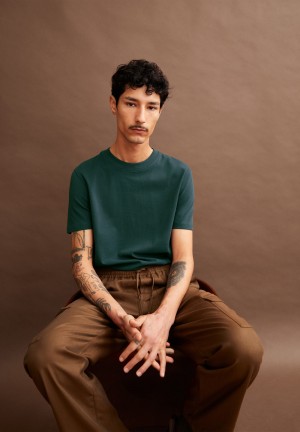 ARMEDANGELS MAARKOS Heavyweight T-Shirt Relaxed Fit made of Organic Cotton Mix Tiefes | 9467ITFCV