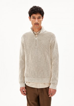 ARMEDANGELS MAATEY Sweater Regular Fit made of Organic Cotton Oatmilk-dried Moss | 2618IZNSQ
