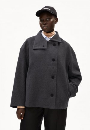 ARMEDANGELS MAJELAA Coat Loose Fit made of recycled Wool Steel Melange | 9051GVRIK
