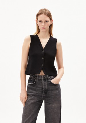 ARMEDANGELS MALKAA Knit Top Slim Fit made of Organic Cotton Schwarz | 6591RHIWB