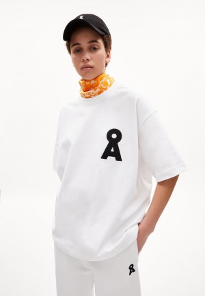 ARMEDANGELS MIKAAS ICONIC CAPSULE Heavyweight T-Shirt Oversized Fit made of Organic Cotton Mix Weiß | 6972QTRAC