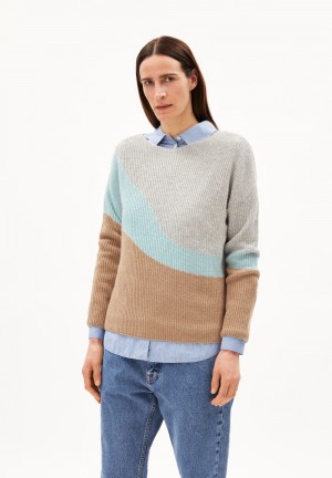 ARMEDANGELS MIYAAS MULTICOLOR Knit Sweater Loose Fit made of Organic Wool Mix Hellgrau | 9037ICUDX