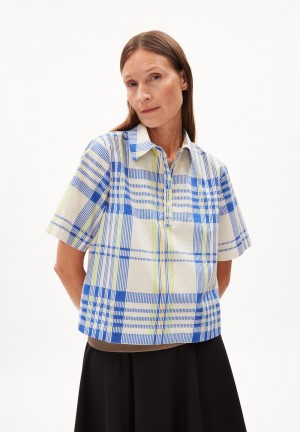 ARMEDANGELS NELINAA COLLEGE CHECK Blouse Relaxed Fit made of Organic Cotton Oatmilk | 5241UXCOZ