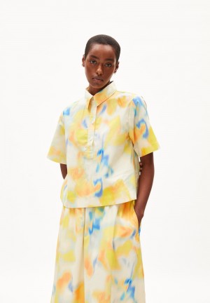 ARMEDANGELS NELINAA THERMAL CAM Blouse Relaxed Fit made of Organic Cotton Weiß | 0736VUSMN