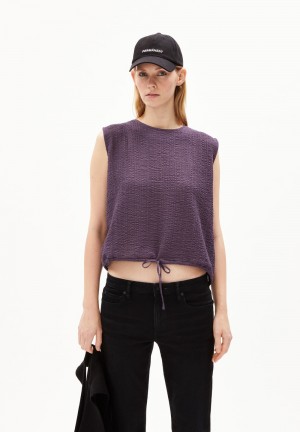 ARMEDANGELS NERAA CRINKLE Blouse Relaxed Fit made of Organic Cotton Mix Blau | 6125OEDQU
