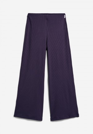 ARMEDANGELS NIAAN Rib-Jersey Pants made of Organic Cotton Mix Blau | 7841SVZGA