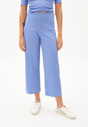 ARMEDANGELS NIAAN Rib-Jersey Pants made of Organic Cotton Mix Blau | 5907HCAID