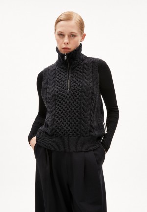 ARMEDANGELS OLAIAAS CABLE Knit Top Relaxed Fit made of Organic Wool Mix Steel Melange | 8234VJRKE