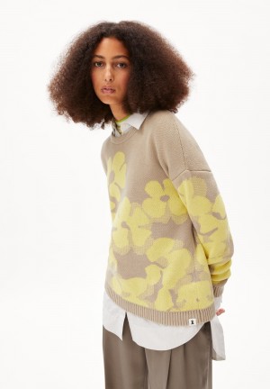 ARMEDANGELS OLESSYAA AQUA FLORAL Sweater Loose Fit made of Organic Cotton Gelb Hell | 3218ZRJWS