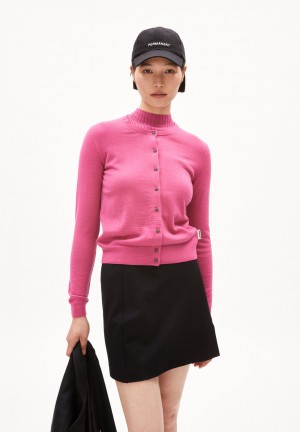 ARMEDANGELS OPHALIAA MERINO Cardigan Slim Fit made of Merino-Wool Crushed Berry | 3875DLMEA