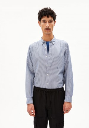 ARMEDANGELS QUAASA STRIPES Shirt Regular Fit made of Organic Cotton Indigo | 9073JZNWH