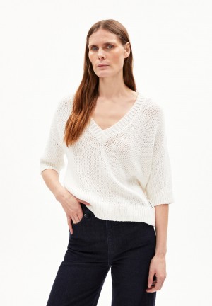 ARMEDANGELS RONAA Sweater Loose Fit made of Organic Cotton Weiß | 0273VQPKF