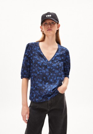 ARMEDANGELS SAARITA MILLES FLEURS Blouse Regular Fit made of LENZING™ ECOVERO™ Viscose Night Sky | 2751NZAUT