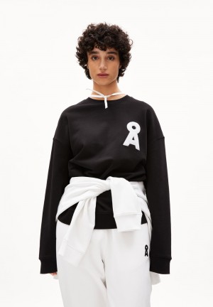 ARMEDANGELS SASHAA ICONIC CAPSULE Heavyweight Sweatshirt Relaxed Fit made of Organic Cotton Mix Schwarz | 1978XGWZN