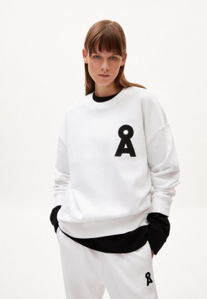 ARMEDANGELS SASHAA ICONIC CAPSULE Heavyweight Sweatshirt Relaxed Fit made of Organic Cotton Mix Weiß | 7265OKSYX