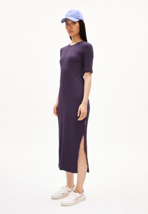 ARMEDANGELS SEHAA Rib-Jersey Dress Slim Fit made of Organic Cotton Mix Blau | 5123PCSWR