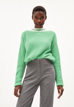 ARMEDANGELS SIAANA Knit Sweater Loose Fit made of Alpaca Woll Mix Apple Neon | 1028XLDZC
